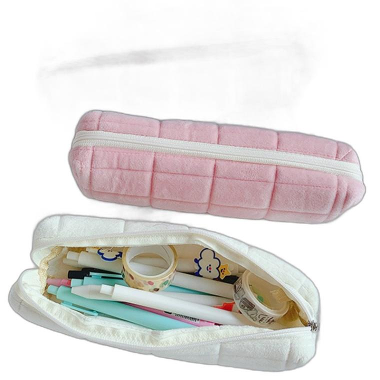 필통 카와이 연필 케이스 크리 에이 티브 베개 가방 대용량 짧은 솜털 가방 여자 학교 용품