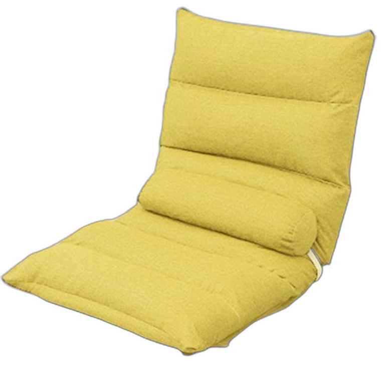 1인용 소파 각도조절 좌식 의자 편안한 리클라이너 쇼파 페브릭 폴딩체어 허리쿠션 포함 옐로우