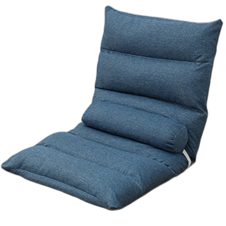1인용 소파 각도조절 좌식 의자 편안한 리클라이너 쇼파 페브릭 폴딩체어 허리쿠션 포함 블루