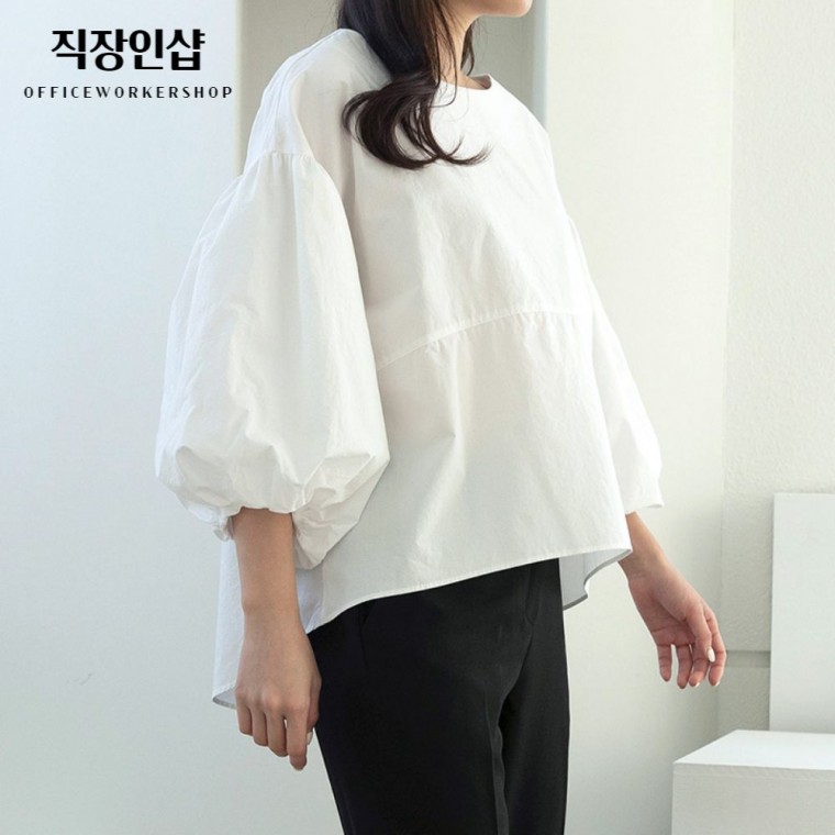 블라우스 셔츠 상의 퍼프소매블라우스 직장인샵 의류 패션 여성의류 스타일 디자인 패턴