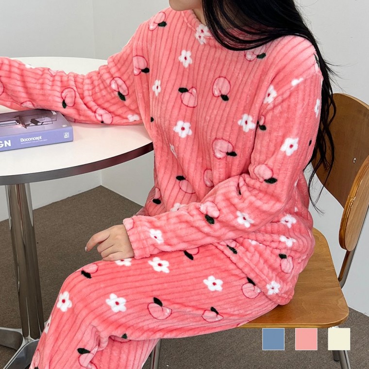 여성 수면복 잠옷 더하기-157-골지복숭아여자수면잠옷세트 라운지웨어 패션 의류 속옷