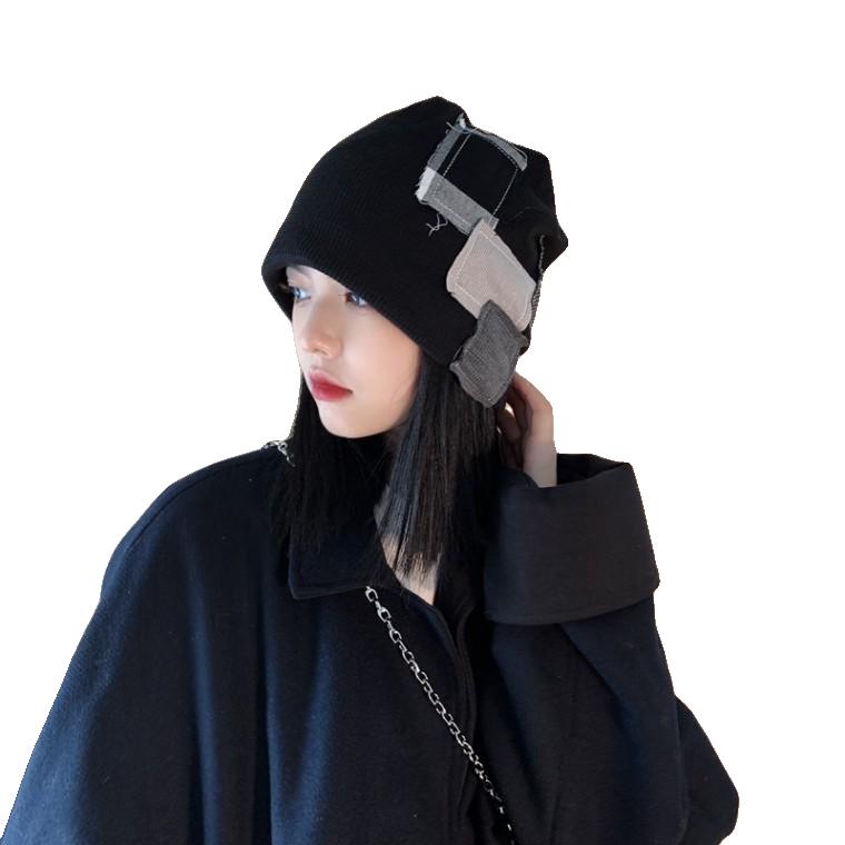 일본식 디자이너 세련되고 시원한 천 가방 헤드 캡 여성 가을과 겨울 모든 경기 귀 보호 헤드 스카프 파