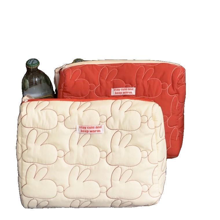 여행용무지지퍼형파우치 리치 래빗 시리즈 화장품 가방 보관 가방 면 퀼트 인 스타일 학생 휴