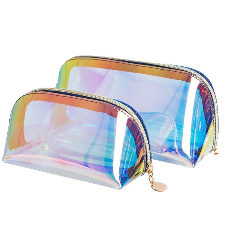 투명파우치 레이저 투명 화장품 가방 여성용 대용량 휴대용 스킨 케어 제품 보관 가방 방수