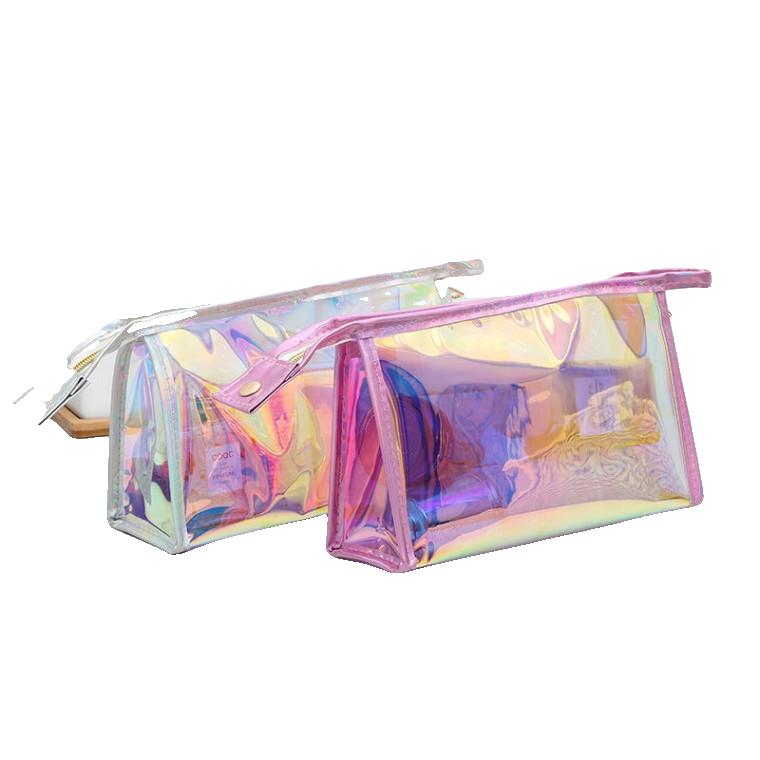 어린이집파우치 인터넷 유명인 인 레이저 투명 젤리 화장품 가방 대용량 귀여운 소녀 심장 간