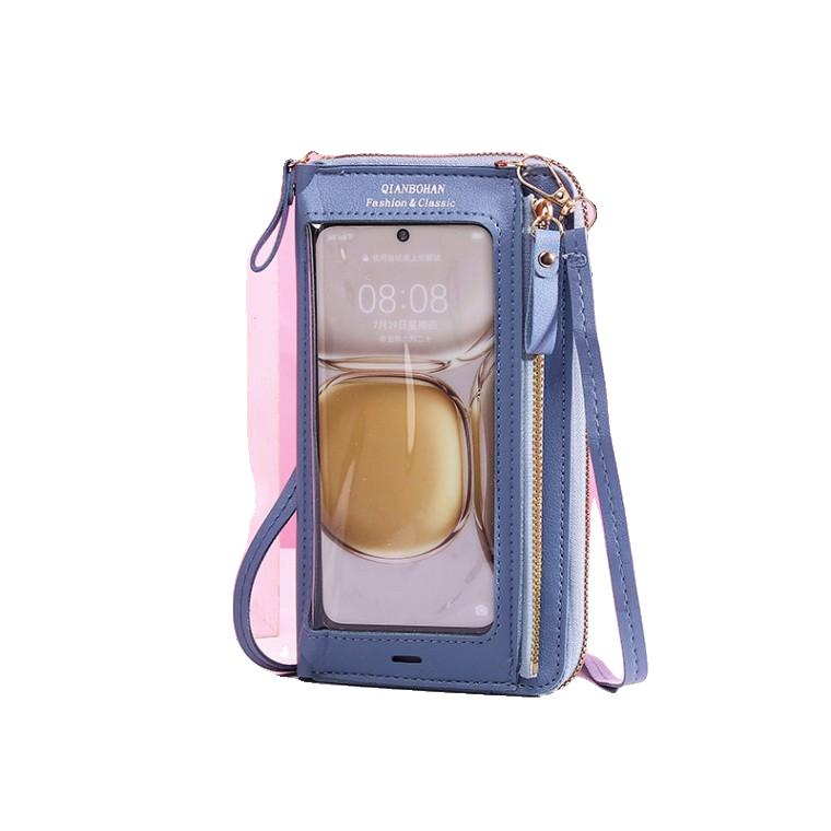 새로운 터치스크린 핸드폰 가방 여성 투명 핸드폰 제로 지갑 크로스 작은 가방 패션 백합 다기능 지갑