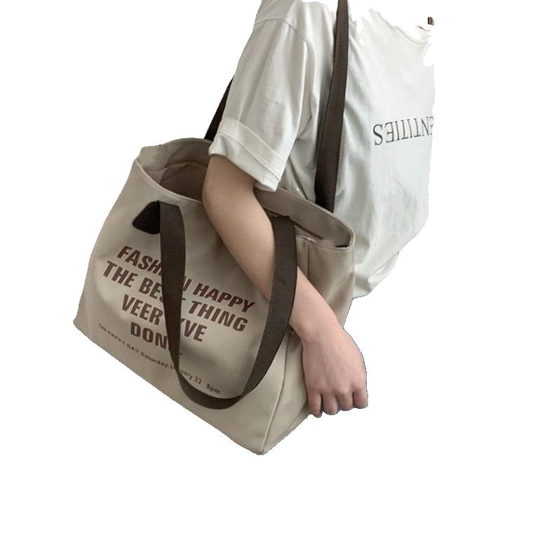 신상 트렌디 대용량 캔버스 가방 여자 신상 캐주얼 학원풍 핸드백 학생 백합 토트 가방