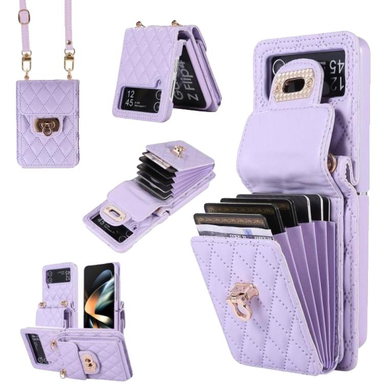 갤럭시 z플립5 휴대폰 지갑 스트랩 케이스 카드 수납 가방 가죽 명품 고급 크로스 퀄팅