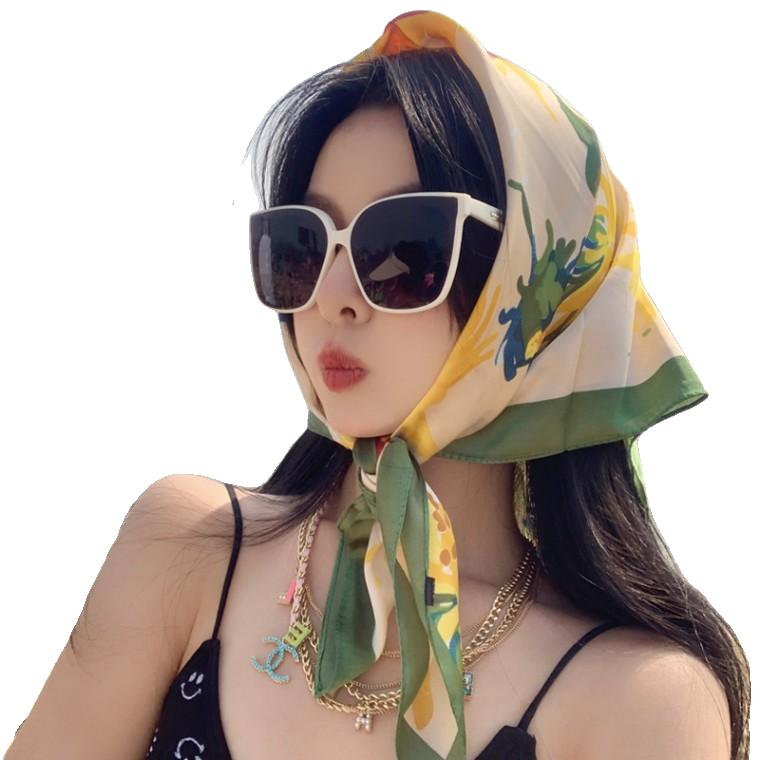 프랑스 꽃 작은 사각 스카프 스카프 가방 스카프 여성 봄과 가을 고급 감각 여름 태양 보호 헤어 밴드