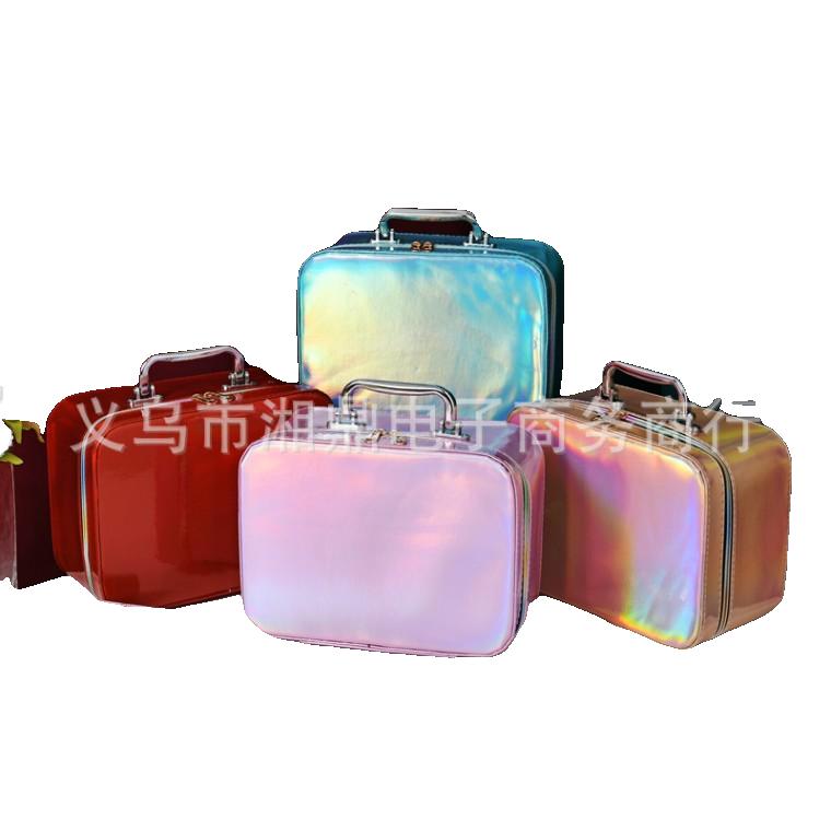 메이크업박스 수직 레이저 다채로운 화장품 가방 여성용 휴대용 대용량 화장품 보관 가방 여행