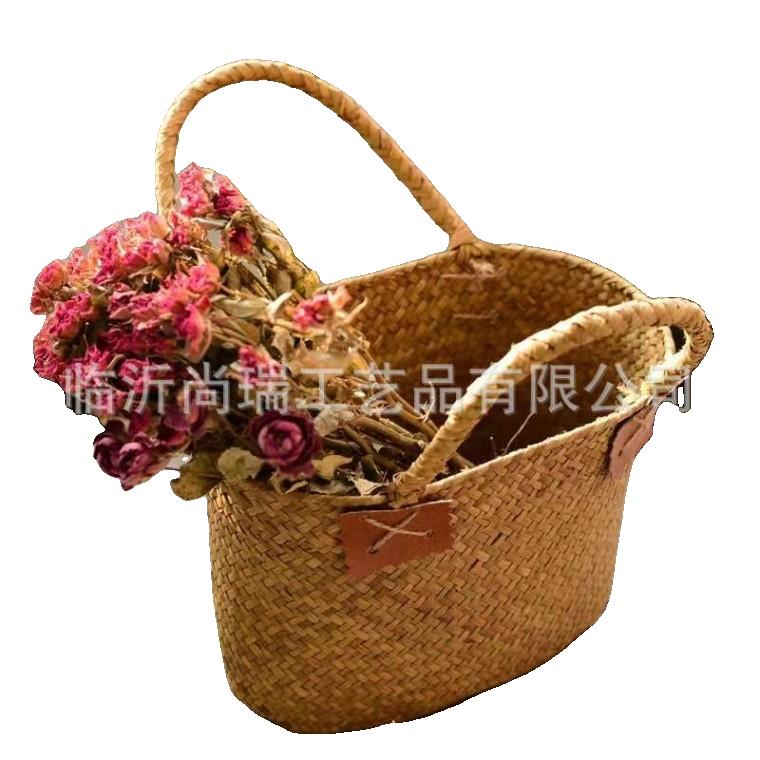 드래곤백 수제 짠 가방 야채 바구니 꽃 바구니 도매 어깨 휴대용 메신저 가방 등나무 대나무