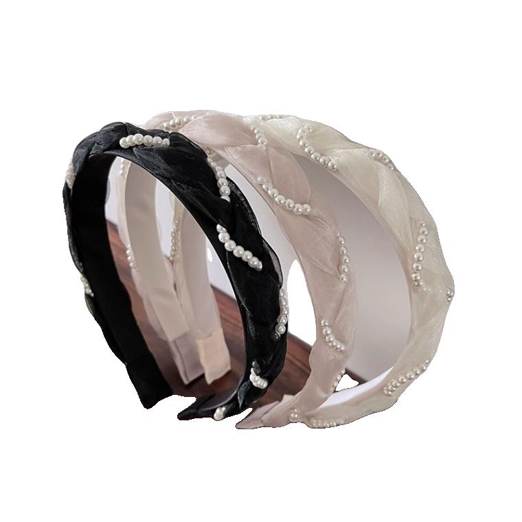  실 진주 목걸이 간단한 짠 면사 스카프 천 스타일 전통 의상 프레임 안경 립스틱 가발