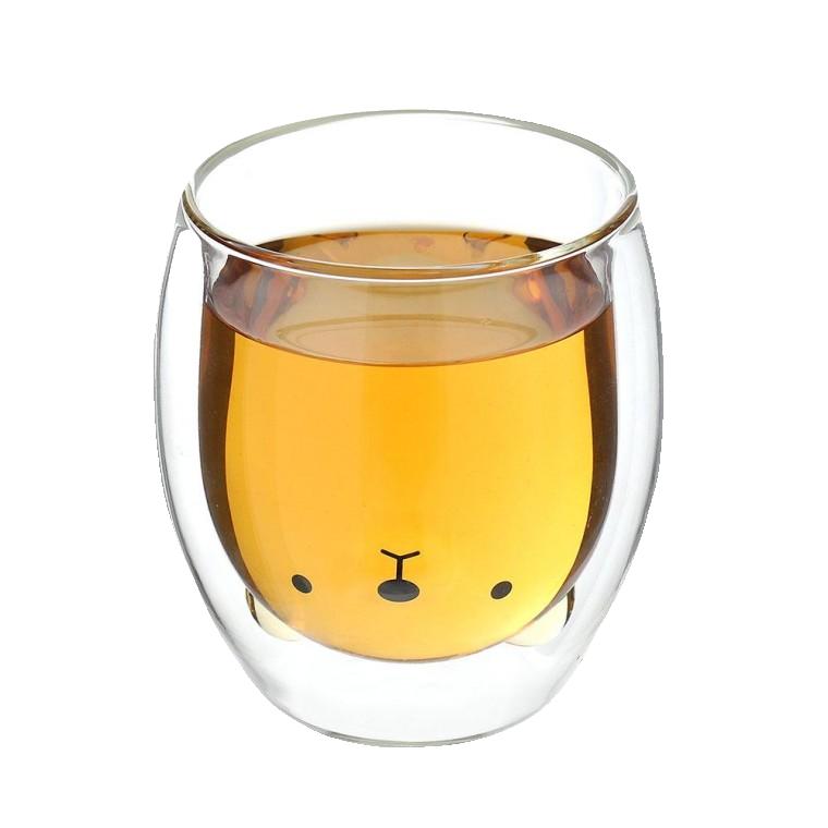 NEW 행복카페 이중 [로하티] 유리컵 거꾸로 곰돌이 동물컵