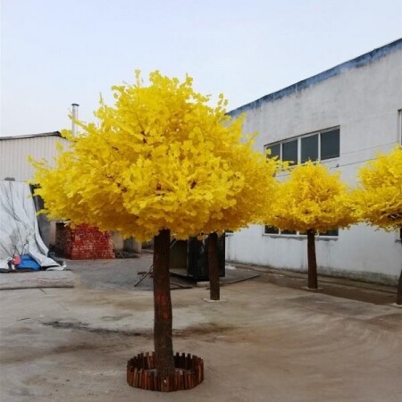 사계절 노란색 은행 나무 인조 가짜 조화 인테리어