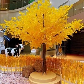 대형 가짜 인조 나무 조화 인테리어 노란빛 은행 나무