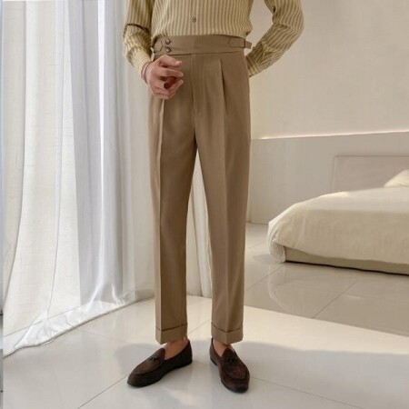 남자구르카팬츠 하이웨이스트 슬림핏 일자 양복바지
