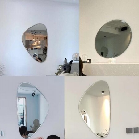 곡선전신거울 벽부착 물결무늬 특수모양 미니 거울