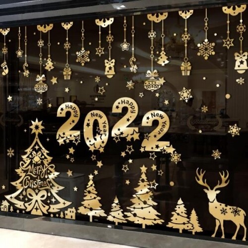 크리스마스 창문 스티커 매장 장식 거실 유리 인테리어 눈송이 2022