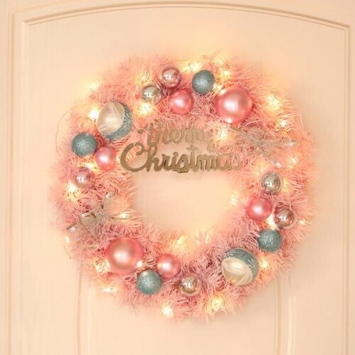 핑크 크리스마스 화환 리스 인테리어 홈 장식품