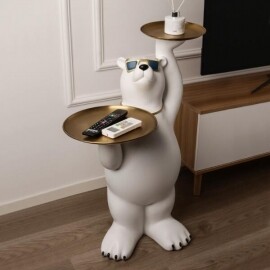 크리에이티브 북극곰 사이드선반 테이블 아트 사진소품 인테리어 커피렉 침대 소파서브