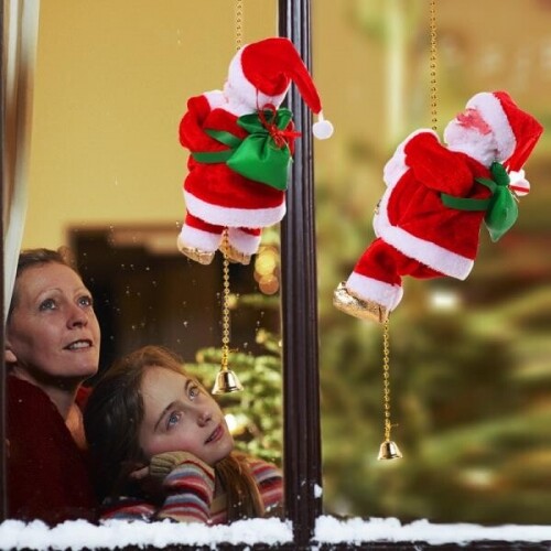 크리스마스 이벤트 벽타는 산타 밧줄 계단오르는 전기등반 실내 야외창문 인테리어