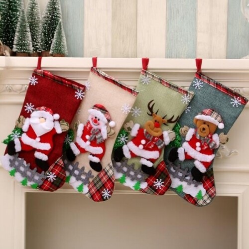 크리스마스 선물양말 린넨대형 4종세트 산타의 선물가방 트리장식품 사진소품