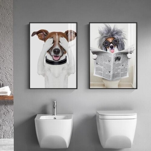 화장실 욕실 그림 방수 액자 강아지 고양이 사진 인테리어