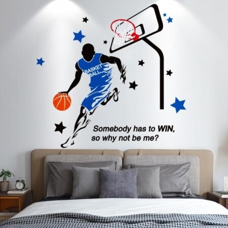 농구 축구 스포츠 벽 스티커 침실 포스터 셀프 접착 포인트 벽지