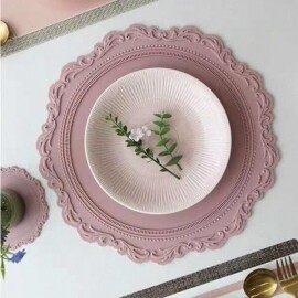 실리콘 접시 받침 꽃병 컵 장식 패드 레이스 양각 패드