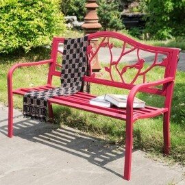 레드 핑크 그린 레트로 정원 인테리어 야외 벤치 의자