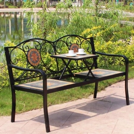 북유럽 철제 야외 공원 빌라 벤치 테이블 의자 세트