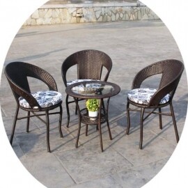 야외 카페 인조 라탄 발코니 등나무 방수 우븐 테이블 의자