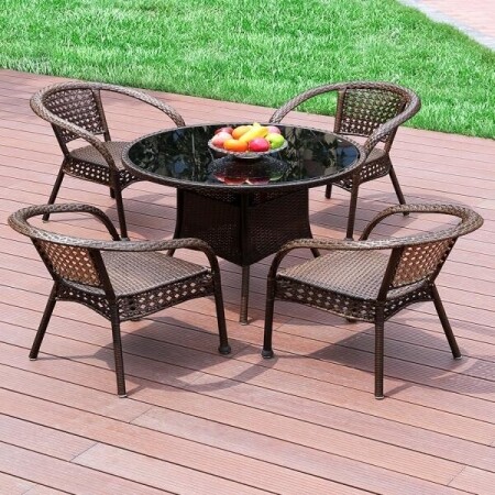 야외 테이블 세트 야외용 테라스 라탄 정원 카페 업소용