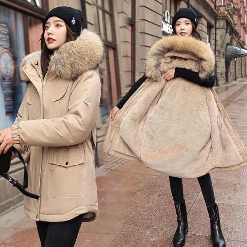 여성 겨울 패딩 재킷 코트 양털 퍼 패딩