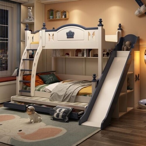 2층침대 성인 벙커 침대 분리형 미끄럼틀 침대