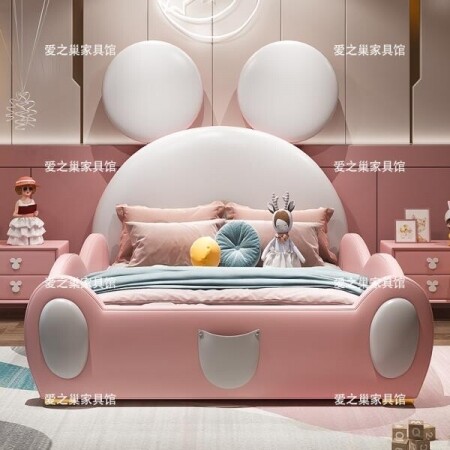 2층침대 성인 벙커 침대 분리형 핑크 미키 침대프레임