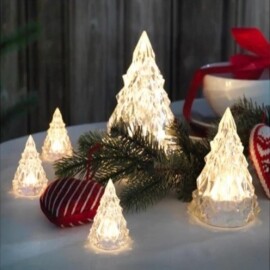 크리스탈 크리스마스 트리 조명 램프 무드등 건전지 간접 인테리어 전구 무선 네온