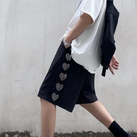 하라주쿠 그래픽 반바지 남성 여성 반바지 바지 여름 일본 패션 바지 캐주