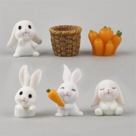 6 개/대 사랑스러운 토끼 모델 만화 동물 입상 인형
