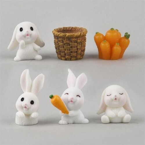 6 개/대 사랑스러운 토끼 모델 만화 동물 입상 인형