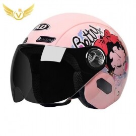 전기 모터사이클 헬멧, 싱글 렌즈 바이저, 핑크 모터바