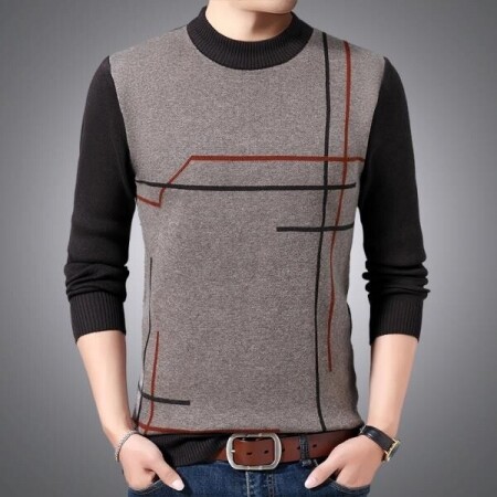 남성 가을 겨울 따뜻한 풀오버 셔츠 스웨터, 남성 비즈