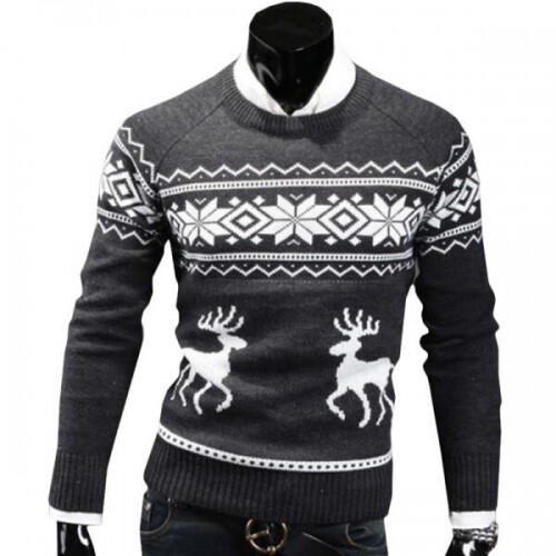 남성 스웨터, 슬림 니트, 크리스마스 따뜻한 코트, 긴