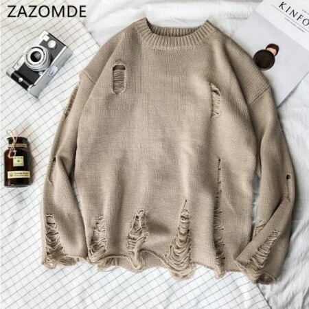 ZAZOMDE-겨울용 따뜻한 남성 라운드 넥 스웨터,