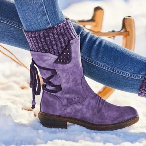 스웨이드 여성 겨울 중반 송아지 부팅 무리 겨울 신발