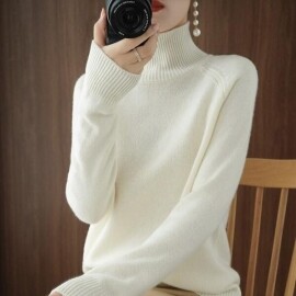 여자 터틀넥 캐시미어 스웨터 가을 겨울 Sloid 컬러