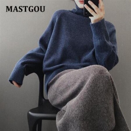 MASTGOU-대형 겨울 두꺼운 스웨터, 여성 니트 캐