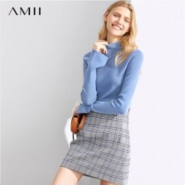 Amii-기본 솔리드 소프트 터틀넥 스웨터, 여성용 봄