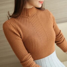 터틀넥 스웨터, 여성 패션, 2021 년 신제품 스트레