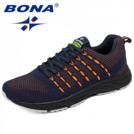 BONA-남성용 러닝화, 메쉬 직조, 어퍼 스포츠 신발